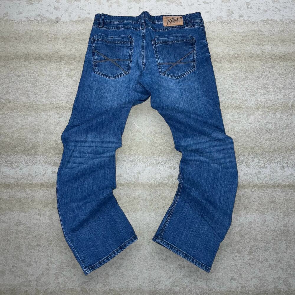 Vintage Y2K Axel Skater Jeans 34x34 Relaxed Fit Dark Wash Denim Embroidered Rap